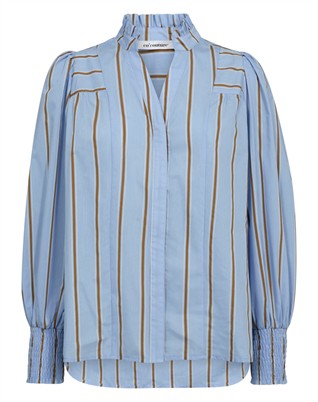 Amora CC Stripe V-Neck Bluse - Pale Blue
